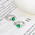 E0065S-5-Green Diamond-Silver Stud Earrings