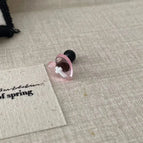Pink Heart Cross Ear Bone Stud [Single Piece Screw Ear Plug]