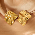 Pleated Square Stud Earrings