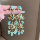 47#Blue-Flower Branch Hollow Resin Ear Clip
