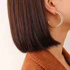 F569-Gold C- Shaped Zircon Earrings
