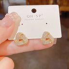 No. 54 Zircon Triangle Stud Earrings (Real Gold Plating)