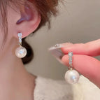 Rhinestone Pearl Drop Ear Clip