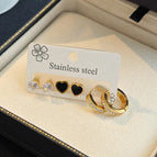 Love Circle Zircon Earrings-Black