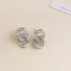 Silver Double Circle Zircon-18K Plating