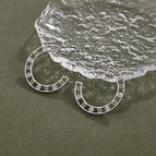 Rhinestone C- Shaped Stud Earrings (Steel Color)【Needle Thickness: 0.8mm】 / 1 Pair/Package