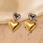 Gold Earrings with Upper Steel and Lower Steel