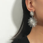 38#Silver round sunflower