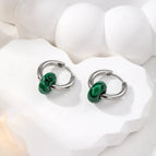 2# Black Green Stripe Natural Stone Ear Ring