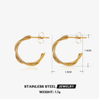 C- shaped earrings-Gold