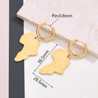 36.5x28.5mm / Gold Africa Map Earrings (Gold) / 1 Pair/Package