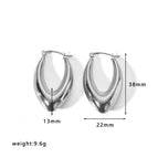 Pointed Oval Hollow Earrings Steel Color / 18K