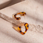 6#Silver Needle-Leopard Print Resin Small C Stud Earrings