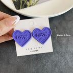 2873LOVE Love Heart Earrings Blue Purple