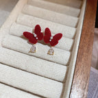 1# Silver Needle-Real Gold Plating-Red-Butterfly