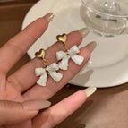 26# love bow drop oil earrings