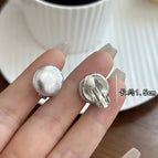 4525--Silver Imitation Leather Round Ear Clip Style Small Size