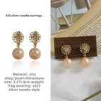 41#925 Silver Needle Earrings Pair
