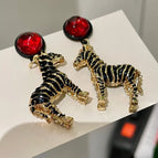 2505275 Black Striped Zebra Earrings (Sterling Silver Needle)