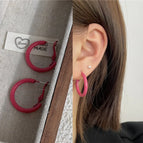 1381 Rose Red Circle 925 Silver Needle