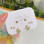 Sde1 Small Pink Tulip Earings Set