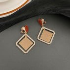 40-Coffee Color Diamond Ear Clip