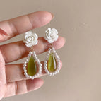 5# pearl camellia drop earrings