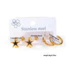 Black Star Hoop Earrings Set 0429