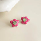 Rose Red Oil-Spot Glaze Flowers Zircon-Silver Needle