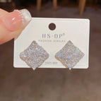 No. 110 Silver-Micro-Inlaid Zirconium Rhombic Ear Studs (Thick Real Gold Plating)