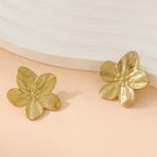 One Size / Gold / 2 Pieces Stainless Steel Flower Earrings