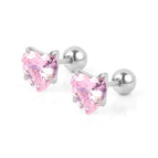 Steel Color Heart-Shaped Pink Zirconium / 0.8*6*6 * 4mm