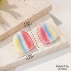 Red, Yellow, and Blue Semi-Oval / 1.6*1.9cm
