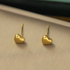 3 [Ag226] Heart-Shaped Earrings Gold/7*6mm
