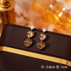 20#Brown Heart Tassel Earrings