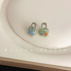 Green Wool Earrings