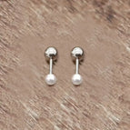 Single-head Imitation Pearl Silver Earrings / 4mm Pair