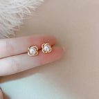 1 # Diamond-encrusted Pearl Stud Earrings