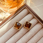 E816-1 Silver Needle - Gold - Coffee Color - Square