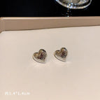 Silver Love Heart Brushed Earrings (F2570)