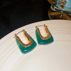 37# Ear Clip-Gold/1.3*1.1cm-Emeralds