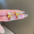 35# Silver Needle-Yellow Crystal Flowers