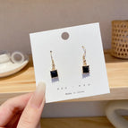 11# Black Crystal Pendant Earrings-Ear hook