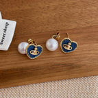 Love Saturn Denim Earrings