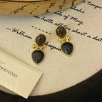 925 Silver Needle-Dark Brown Peach Heart Stud Earring (G3782)-