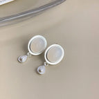 White Agate Water Drops-Silver Needle