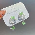 Gw1 green butterfly garden earrings
