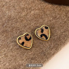53# Love Leopard Print Ear Studs