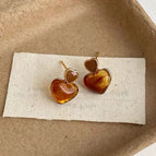 French Brown Heart Earrings