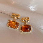 Melard Amber Square Earrings